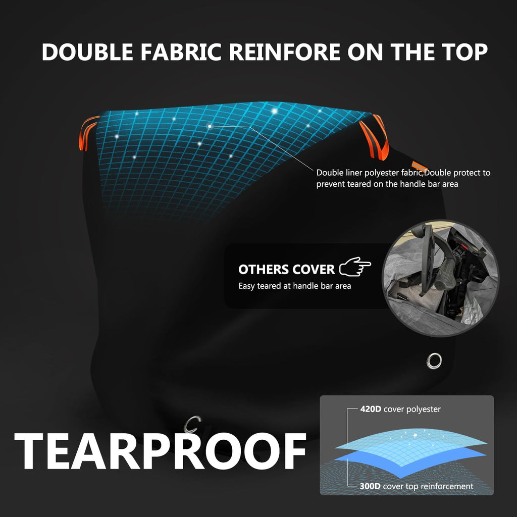 Motorcycle Cover Waterproof Outdoor,116" Durable 420D Oxford Cloth