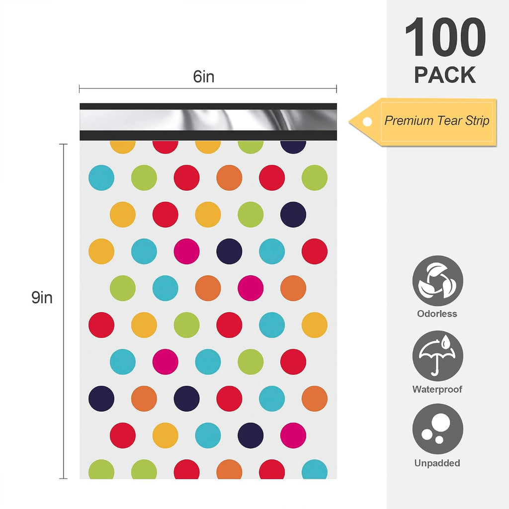 Thank You Poly Mailers 6x9 100 Pack, Polka Dots Design