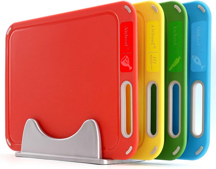 Color Coded Cutting Boards Set of 4 with Holder, BPA-Free | Preventing Cross-Contamination of Different Food Types