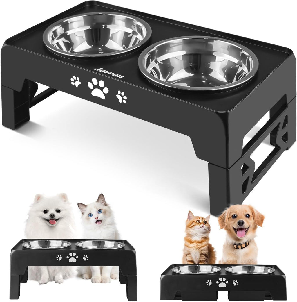 Elevated Dog Bowls for Small Dogs and Cats, Non-Slip Cat Bowls with 2 Thick 5.5" Stainless Steel Dishes, Dog Feeder 2