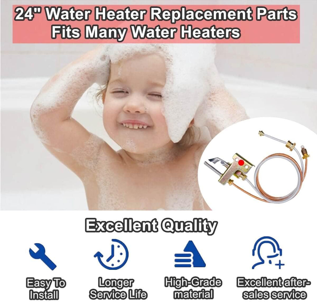 Water Heater Pilot Assembely For Tubing LP Propane Gas, Includes Pilot Thermocouple kit, 24" Water Heater Replacement Parts Fits Many Water Heaters On The Market