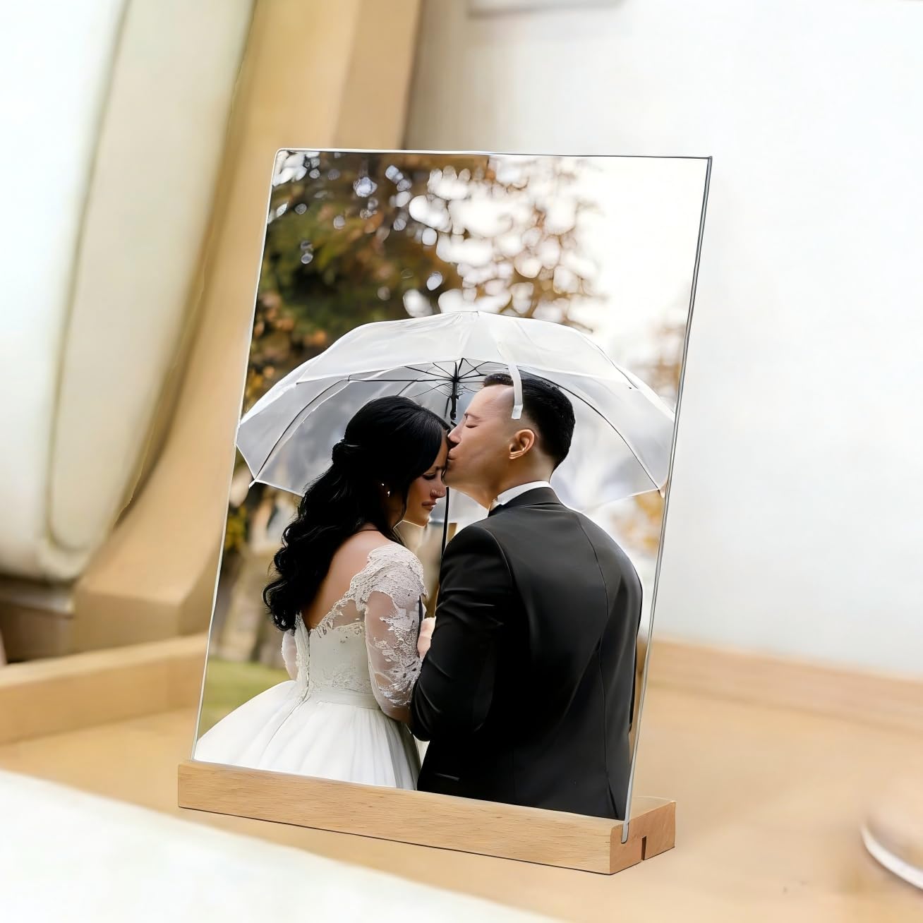 8.5x11 Acrylic Sign Holder with Wood Base 3 Pack | L/T Shape, Vertical Double-sided or Slant Back Table Display Stand