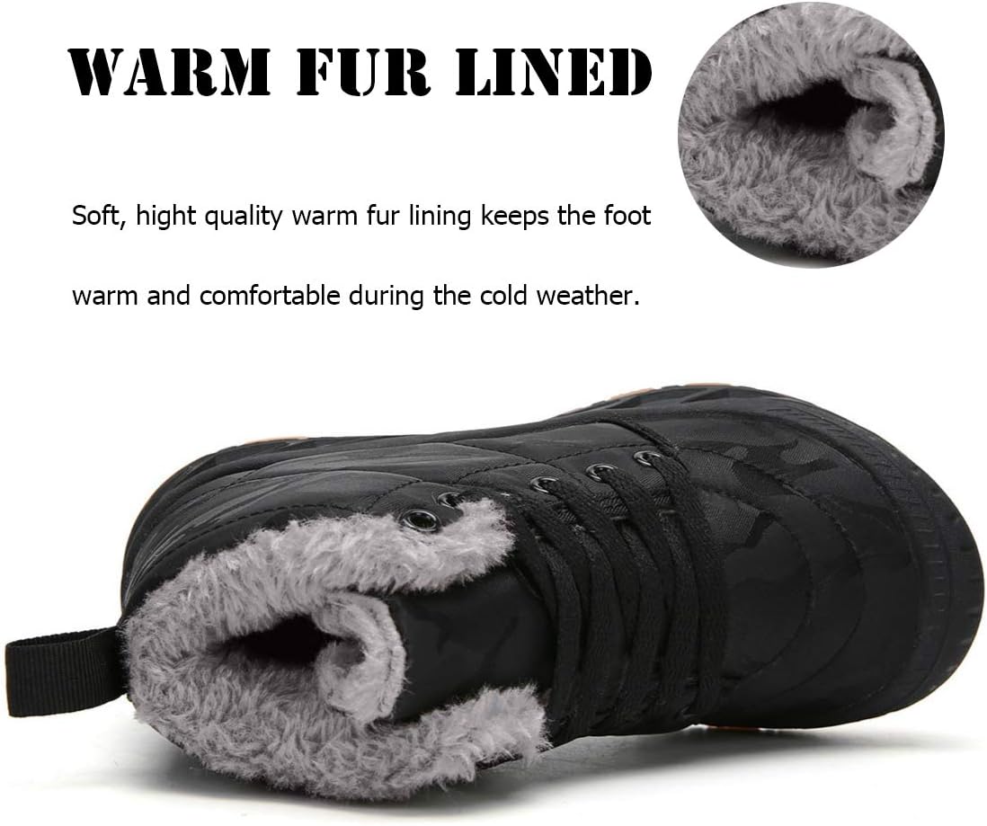 Boys Snow Boots Winter Waterproof Slip Resistant Cold Weather Shoes（Little Kid/Big Kid