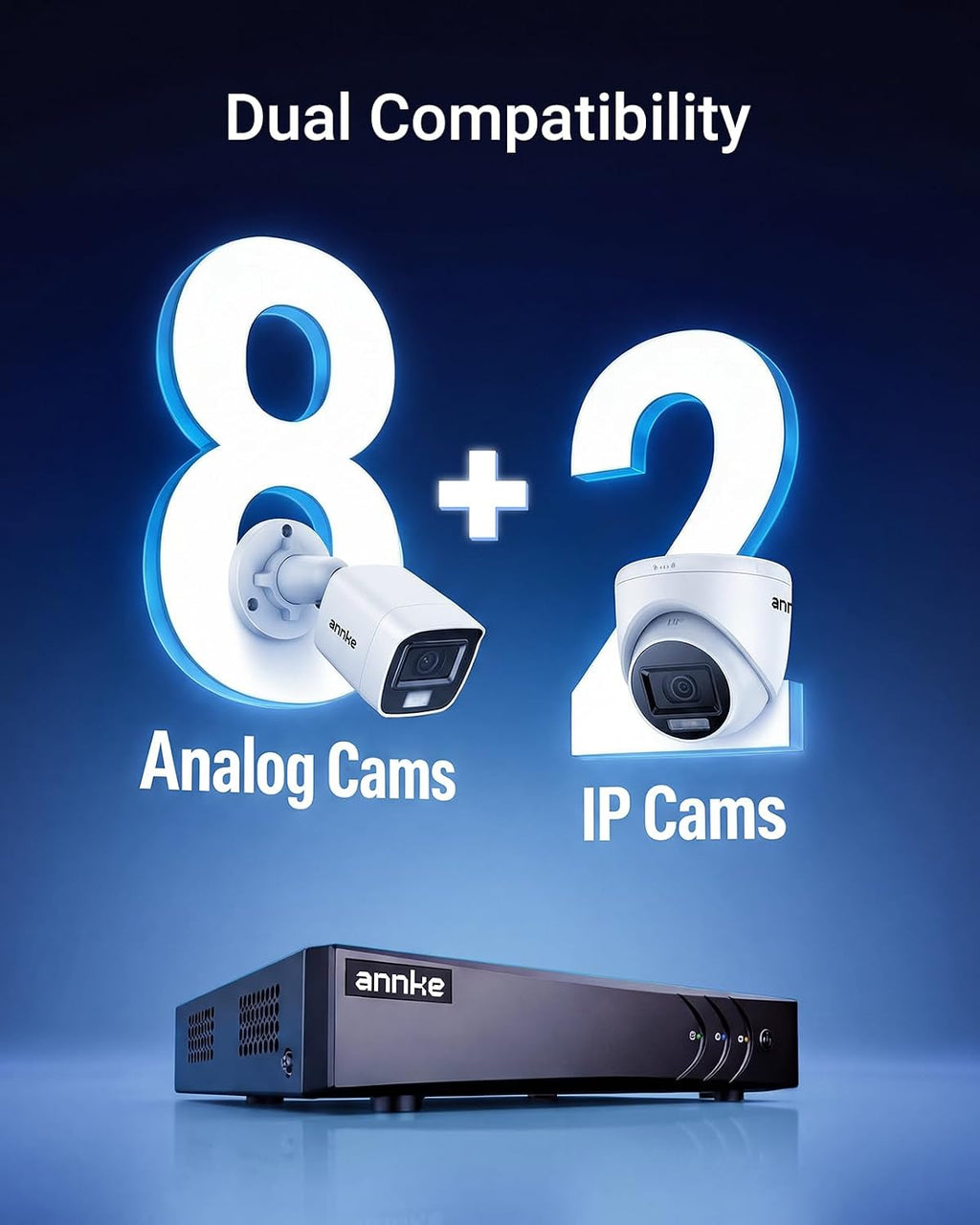 8 Channel 3K Lite H.265+ Security DVR Recorder, Hybrid 5-in-1, NO HDD