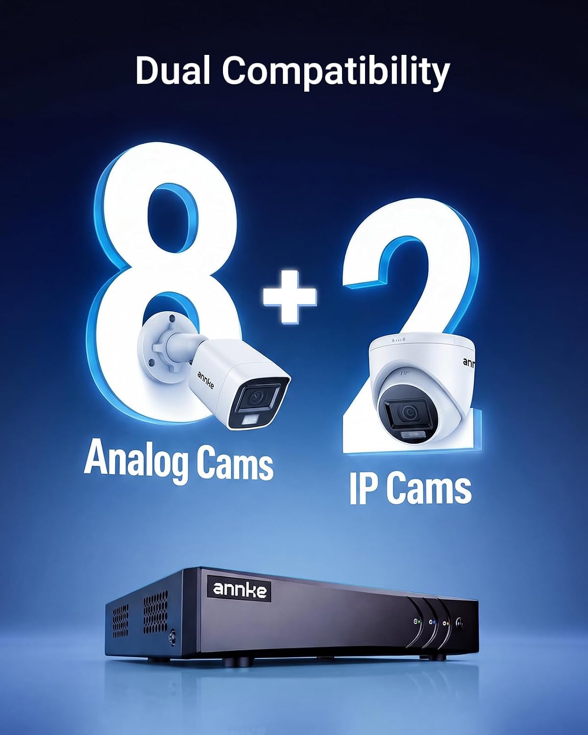 8 Channel 3K Lite H.265+ Security DVR Recorder, Hybrid 5-in-1, NO HDD