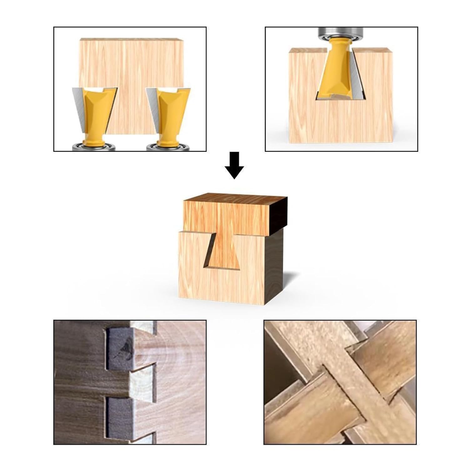Router Bits Router Templates Dovetail Jig Dovetail Router Bits | 2 Pieces with Bearing, 1/4" Shank, 1/2" & 5/8"