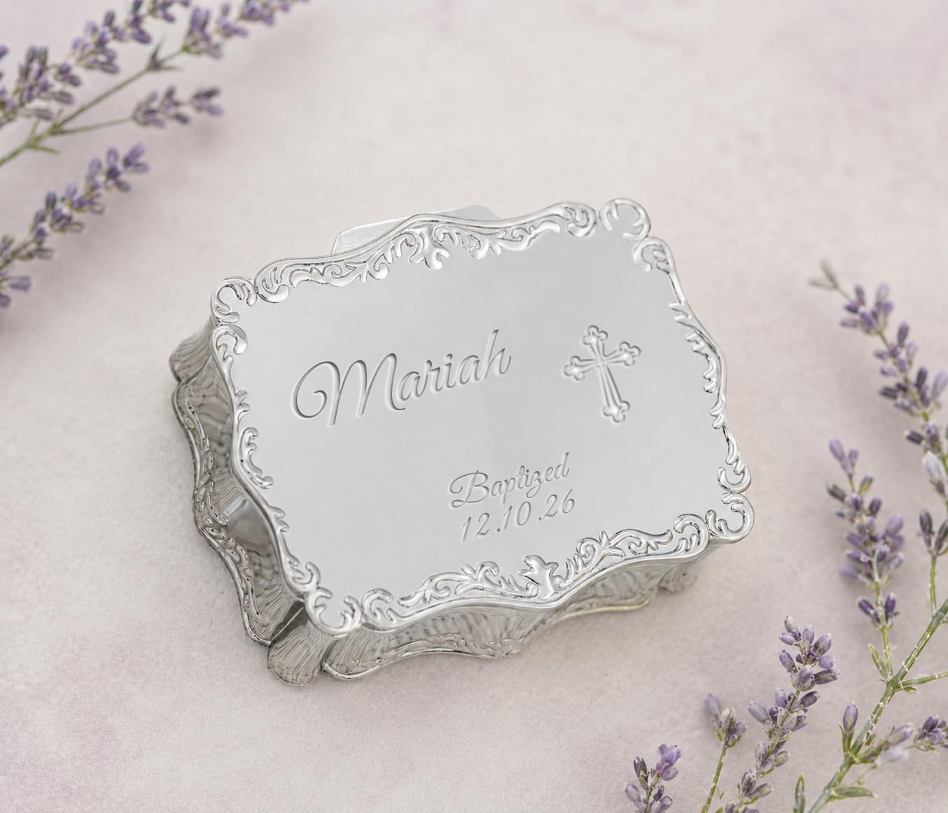 Personalized Baptism Rectangle Jewelry Box
