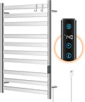 Heated Towel Rack, Towel Warmer with 10 Bar Flat Rack Large, Brushed Nickel | Wall Mounted, Smart LED Control Time &