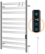 Heated Towel Rack, Towel Warmer with 10 Bar Flat Rack Large, Brushed Nickel | Wall Mounted, Smart LED Control Time &