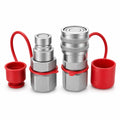 3/4'' SAE -12 Thread Skid Steer Flat Face Hydraulic Quick Connect Coupler Set, 1/2" Body W/Dust Cap