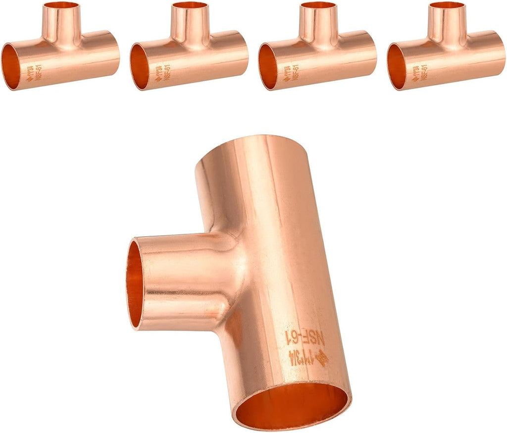 5-Pack Niikappu Copper Reducing Tee 1" C x 1" C x 3/4" C(COPPER013-5)