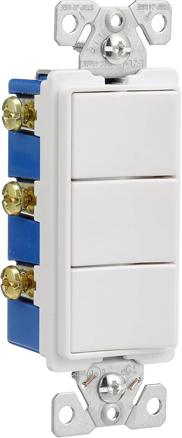 Eaton 7729W-SP 15-Amp 120-Volt Decorator Heavy Duty Grade Three Single-Pole Combination Switches, White