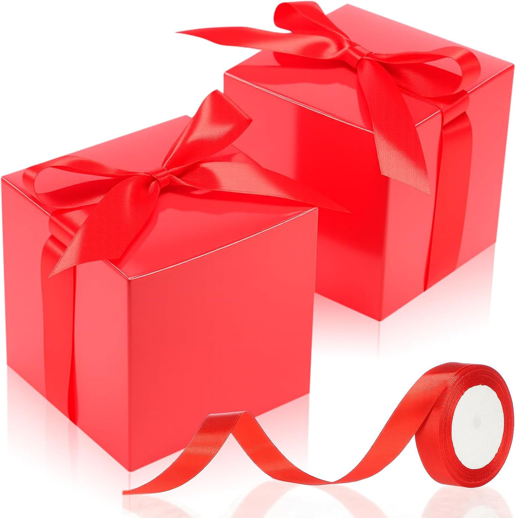 48 Pcs Wedding Gift Boxes with Lids Ribbon,Red,2 Inch
