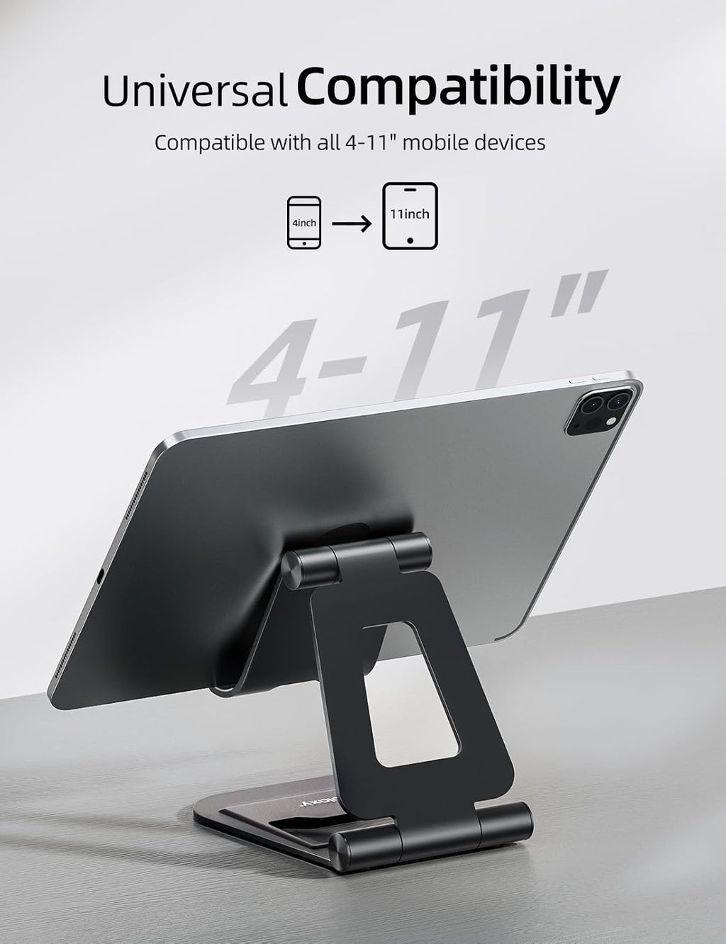 Dual Adjustable Foldable iPad Stand, Full Aluminum, Stable Support