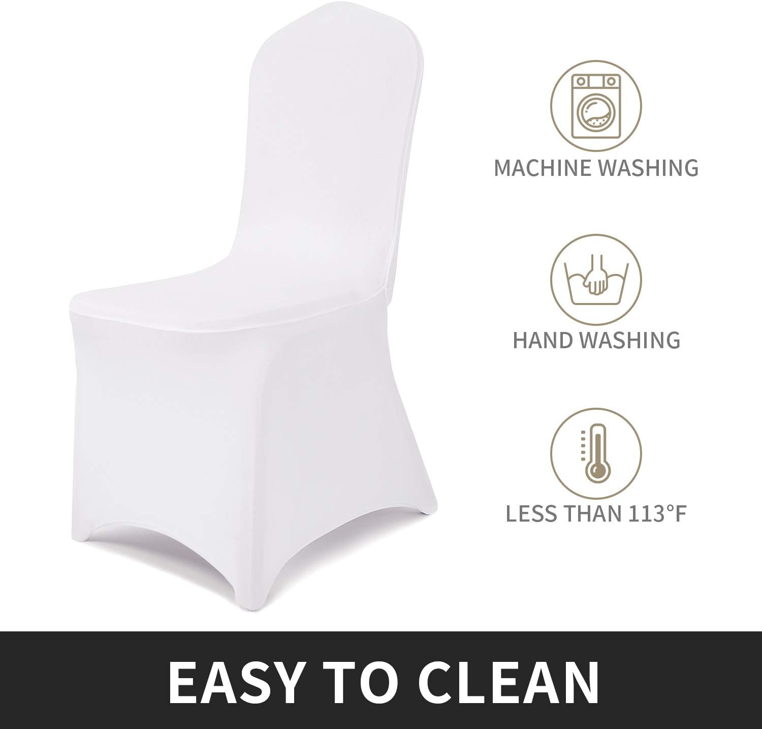 Stretch Spandex Chair Cover for Wedding Party Dining Banquet Event (White, 25)