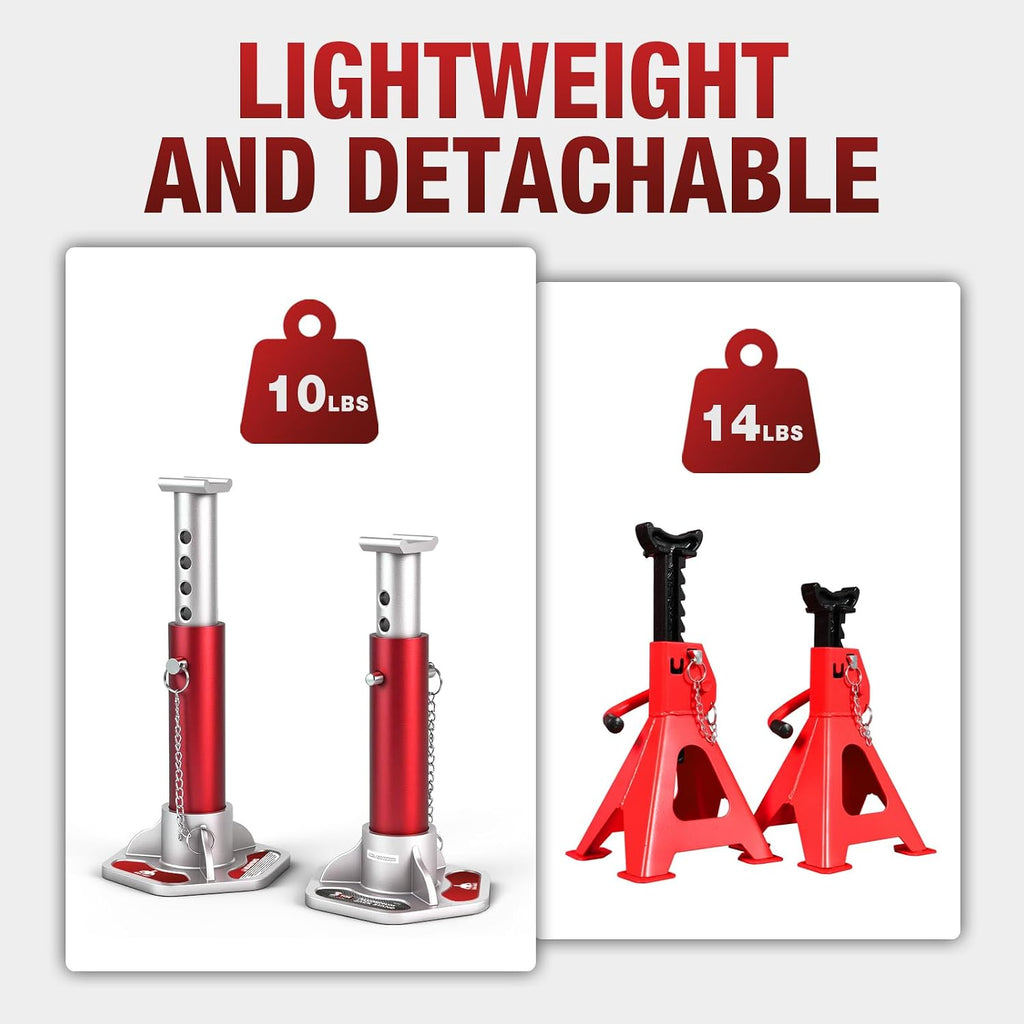 3 Ton (6000 lbs) Aluminum Lightweight Jack Stands with Locking Support Pins for Cars,SUVs, and Light Duty Trucks,1 Pair
