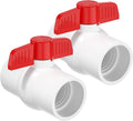 EPHECH 2PCS 2" PVC Ball Valve, SCH40 PVC Pipe Valve with Red T-Handle