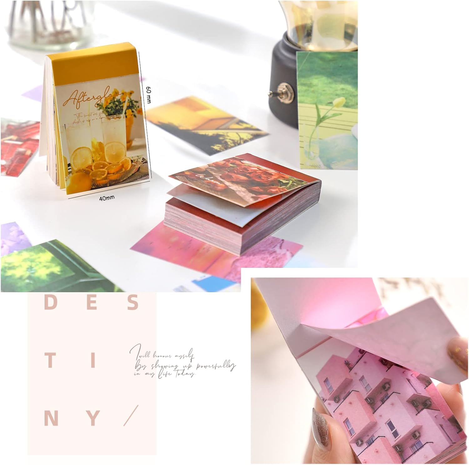 6 Sets 300 Pcs Washi Stickers Set Cute Aesthetic Sticker Book for Journaling, DIY Decorative Paper Sticker Decals for