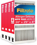 20x25x4 Air Filter MERV 11, MPR 1000 Micro Allergen Defense, 4-Pack
