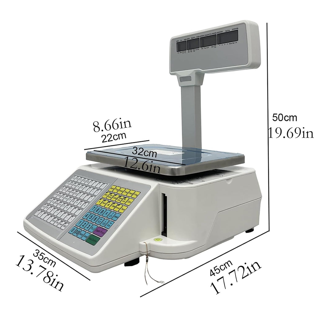 Four-Window with Vertical Pole Digital Price Computing Scale 33lb/15kg Thermal Printer with One Roll of Thermal Label
