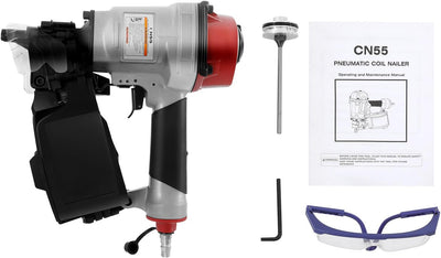 Pneumatic Coil Nailer, CN55 Roofing Siding Nail Gun, 75-120 PSI, 2 Modes