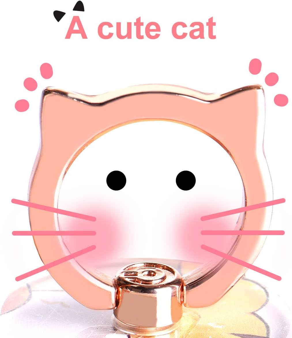 Cat Phone Ring Holder - EI Sonador Clear Cell Phone Ring Holder Transparent Stand Finger Grip (1 Silver + 1 Rose Gold