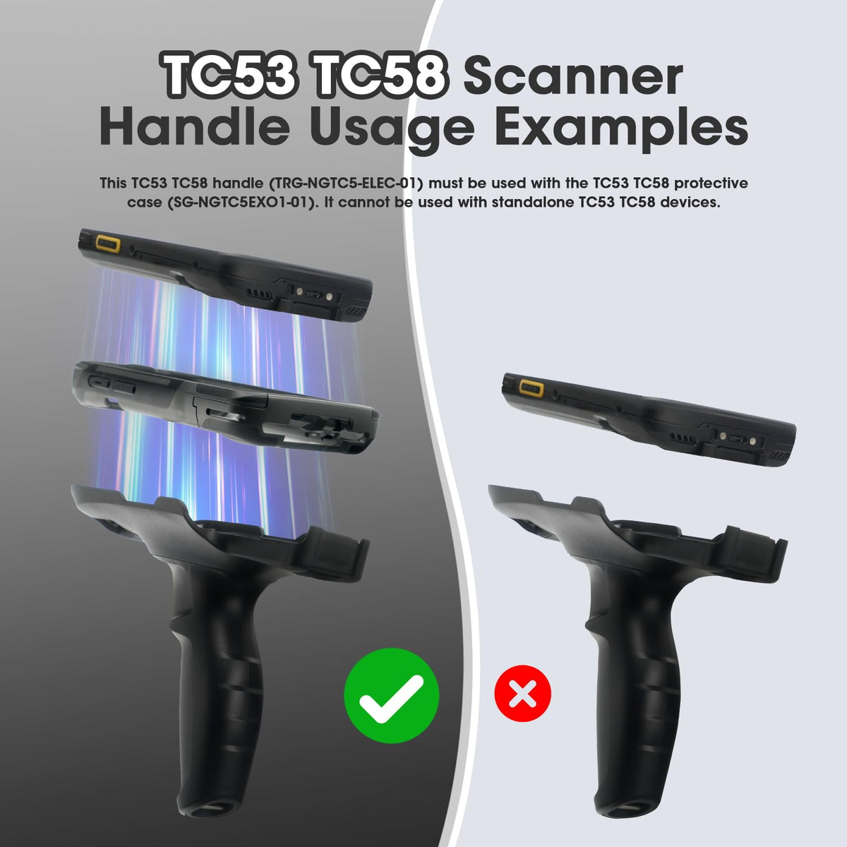 TC53 Trigger Handle for Zebra TC53 TC58 Handheld Barcode Scanner Mobile Computer (TRG-NGTC5-ELEC-01) - Requires Use