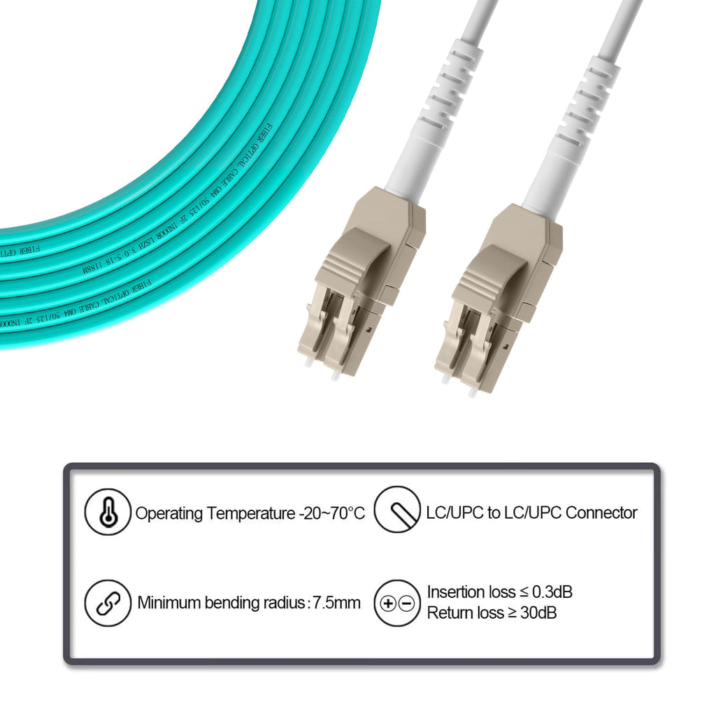 Uniboot OM4 LC to LC Fiber Patch Cable Multimode, 0.5M(1.6ft)