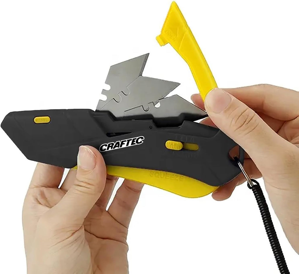 Retractable Utility Knife Box Cutter with Holster & Lanyard - The Ultimate Tool for Precise Cuts, 3 Blade Settings