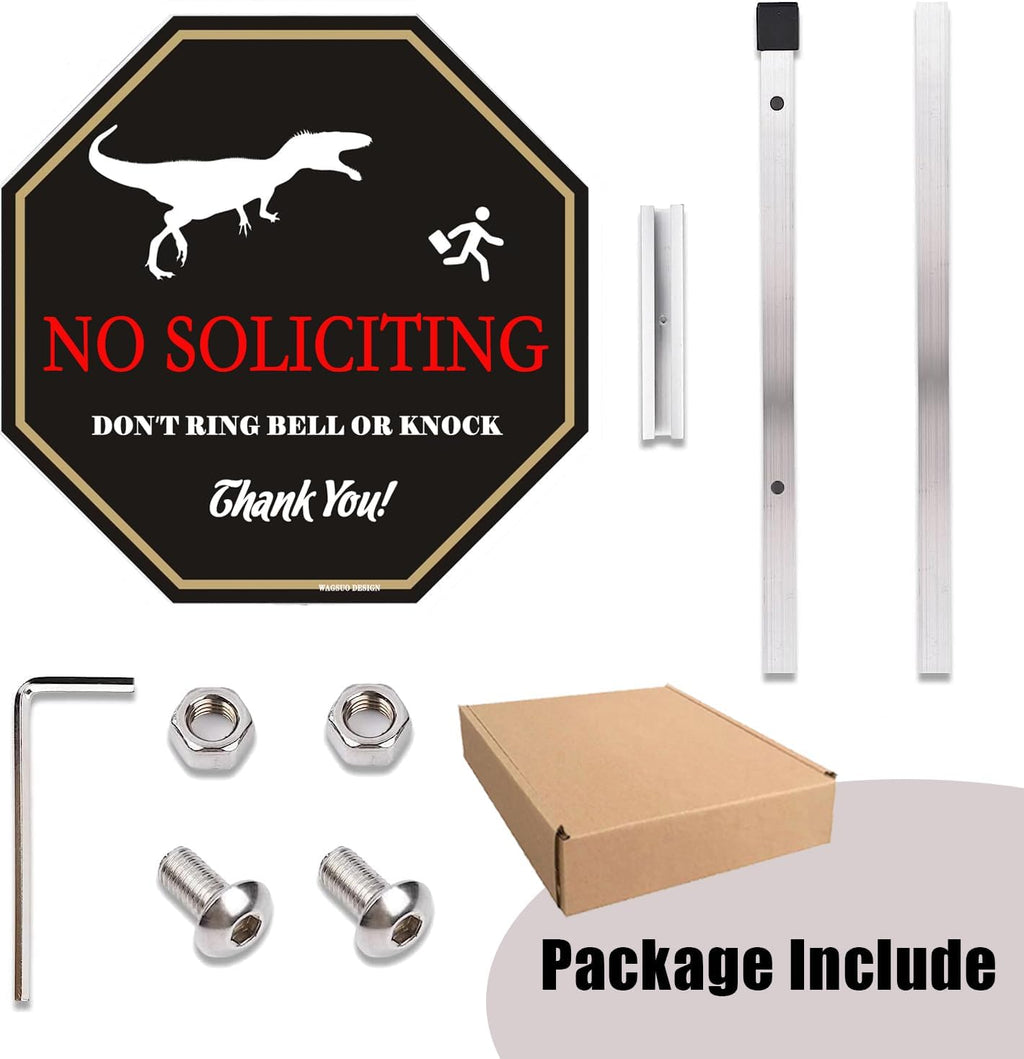No Soliciting Yard Sign for House with 28" Aluminum Alloy Stake -10" x 10" - "Do Not Ring Bell or Knock" Warning Sign