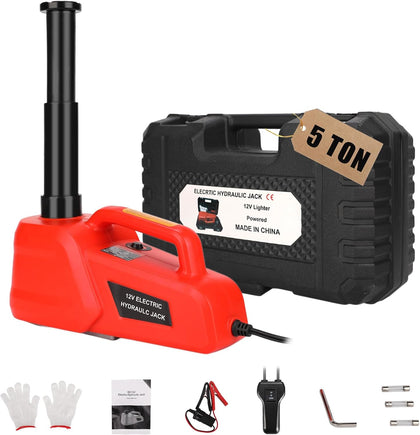 Electric Car Jack Kit 5T Portable Lightweight Auto Hydraulic Car Lift | 12V Portable Auto Car Lift with 17.7 Inch