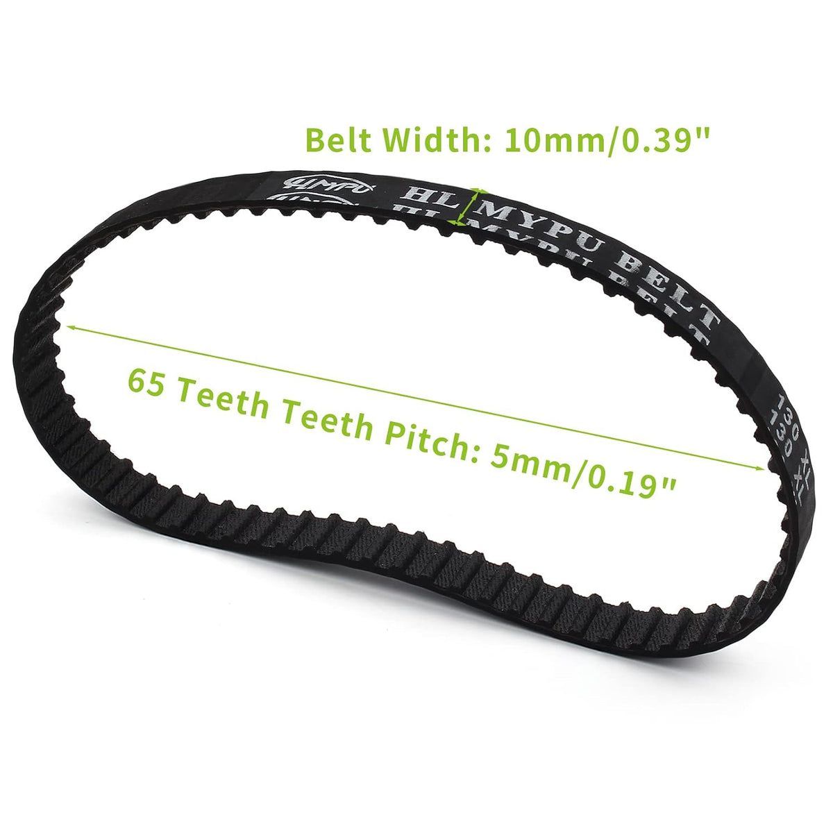 130XL Timing Belt, 2pcs, 10mm Width, Rubber Drive Belt