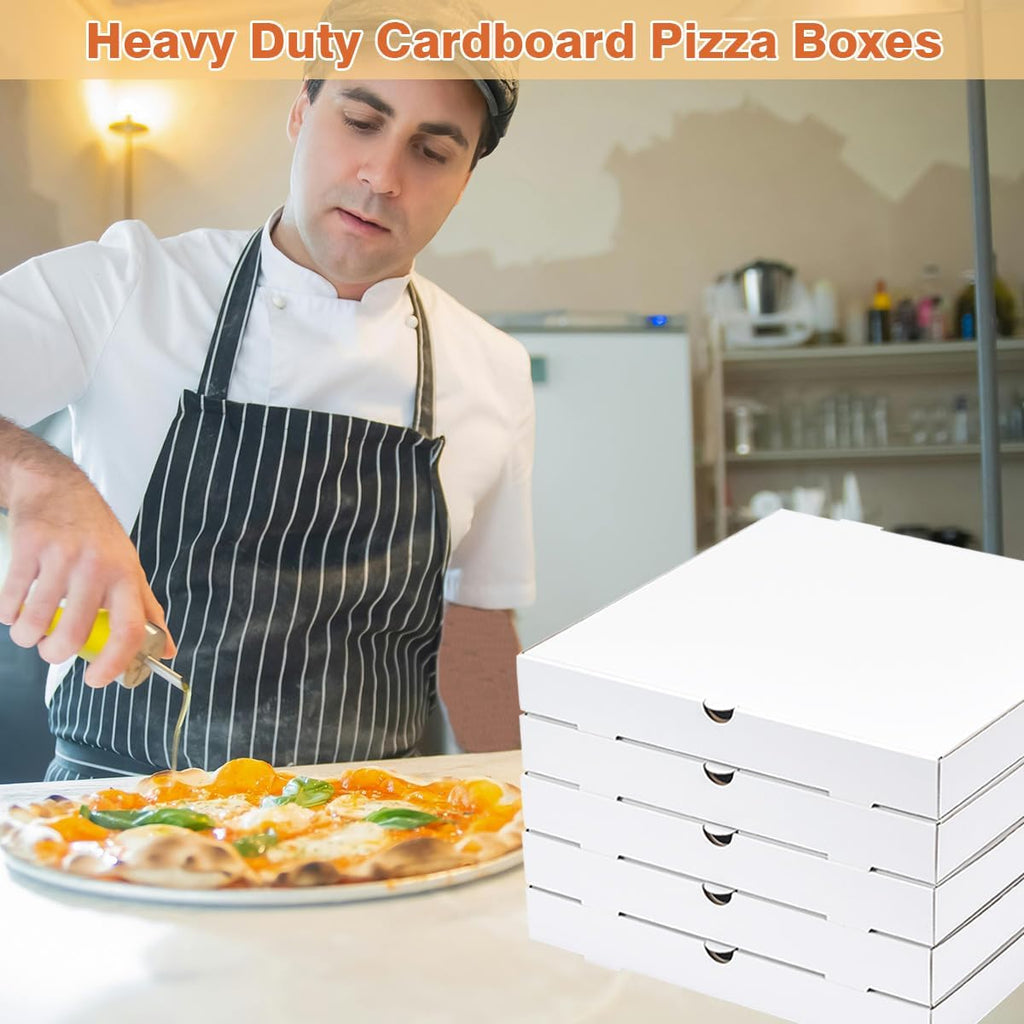 12x12x2 Inch 10 Pack Corrugated Pizza Boxes,Heavy Duty Cardboard Pizza Boxes,Disposable White Boxes for