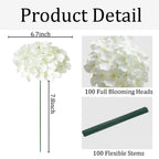 100 Pcs Faux White Hydrangea Artificial Flowers Bulk Fake Flowers