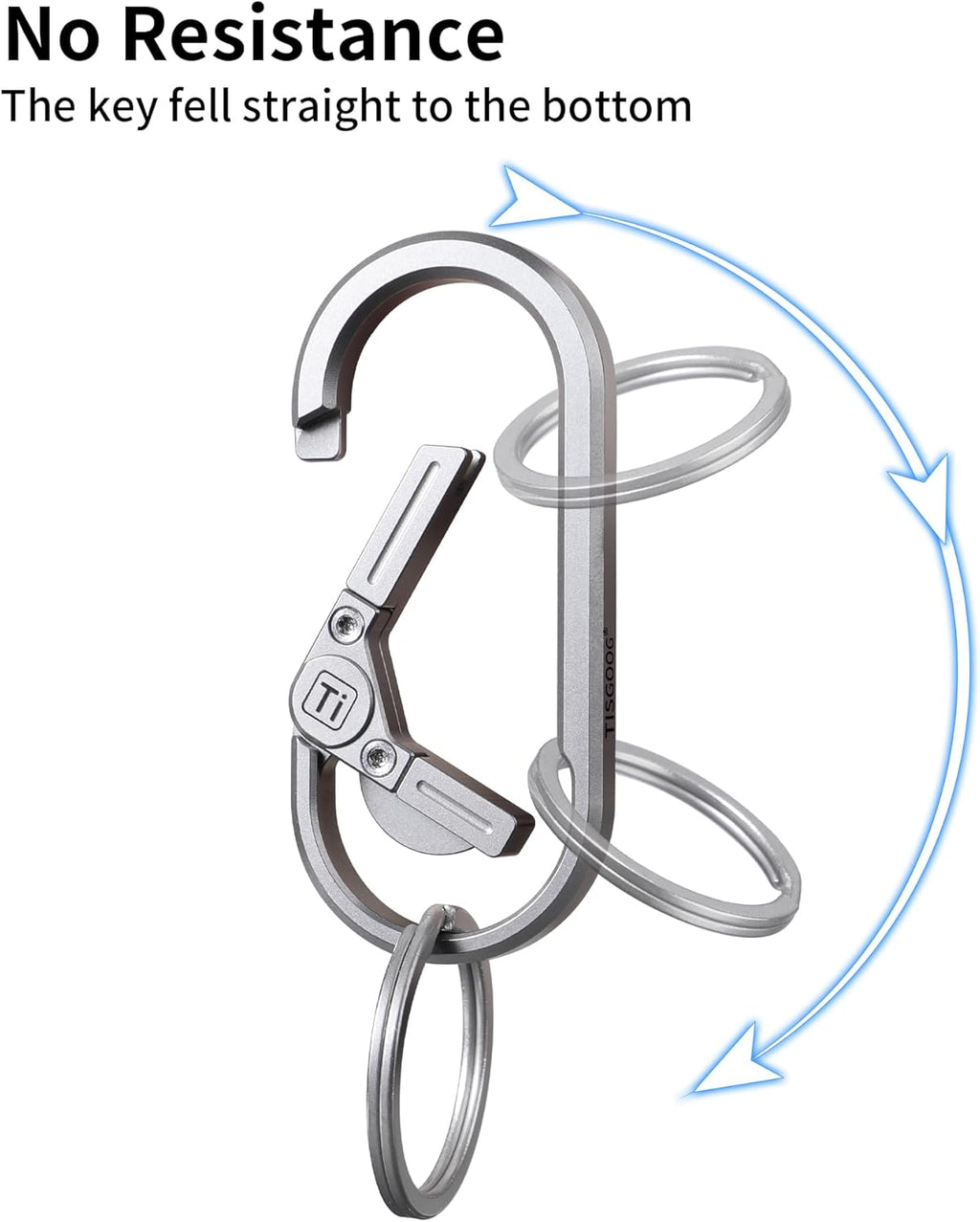 Titanium Keychain, Carabiner Keychain Clip, Heavy Duty Key Ring Holder, 2.7" Large Size Car Key Chains with Bottle
