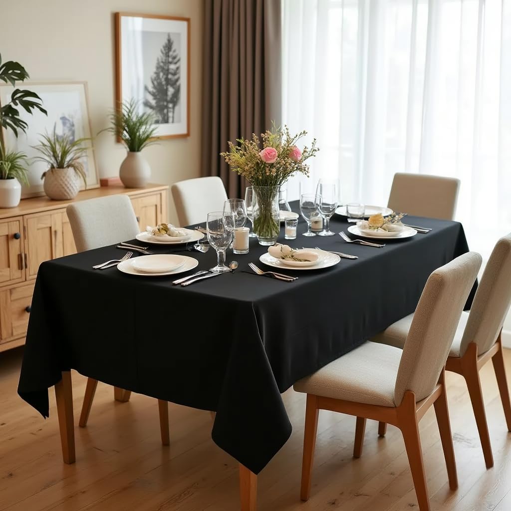 Rectangle Tablecloth, 60 x 84 Inch, Black