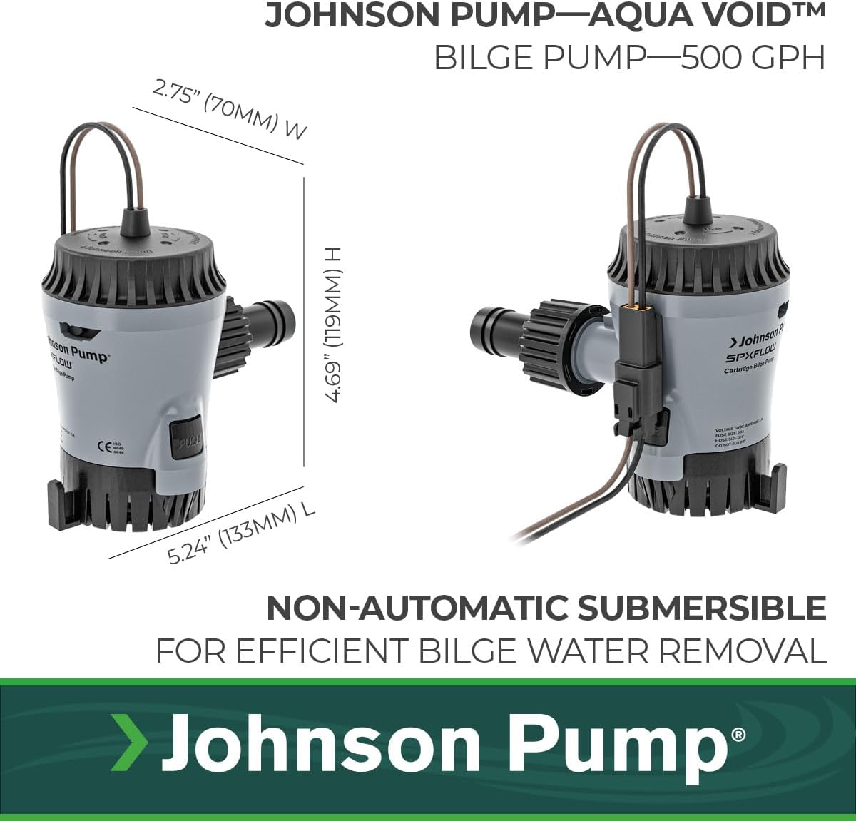 Johnson Pump 10-13626-01 Aqua Void Bilge Pump - 12V, 500 GPH
