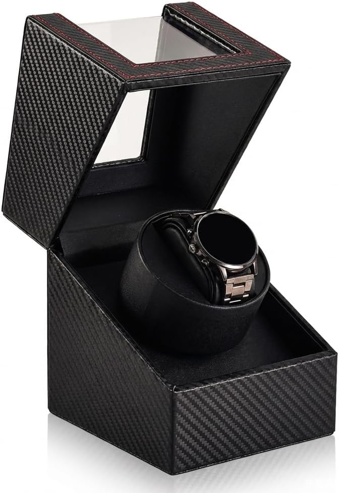 Automatic Watch Winder for Automatic Watches, Single Watch Winder Box with Quiet Motor, Wooden Watch Winder Case with