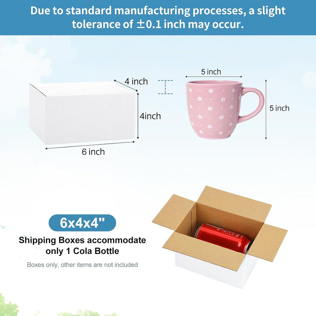 10 Pack 6x4x4 Inch Small Shipping Boxes White Corrugated Cardboard Boxes Mailer for Small Business, Mailing Boxes for