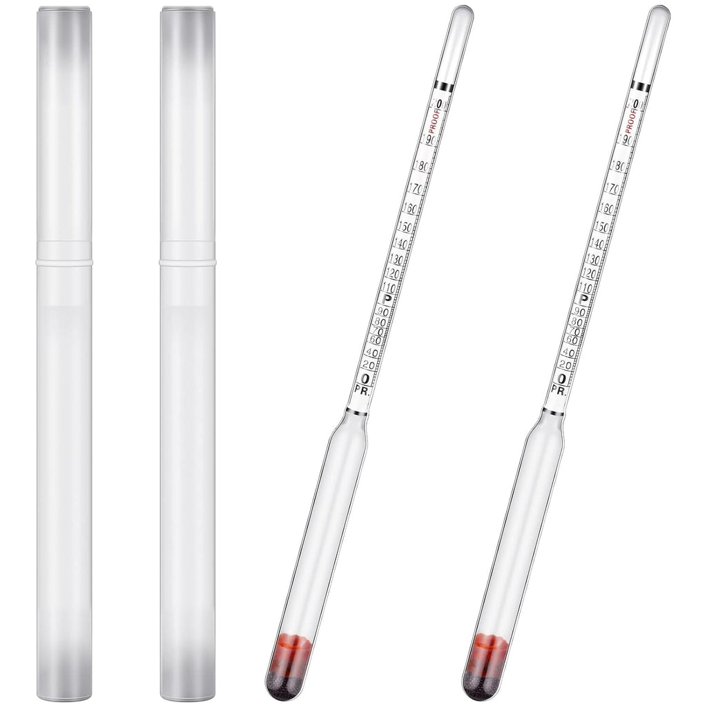 2 Pcs Hydrometer Alcohol 0-200 Proof and 0-100 Tralle | Alcohol Proof Percent Tester for Moonshine Still Liquor