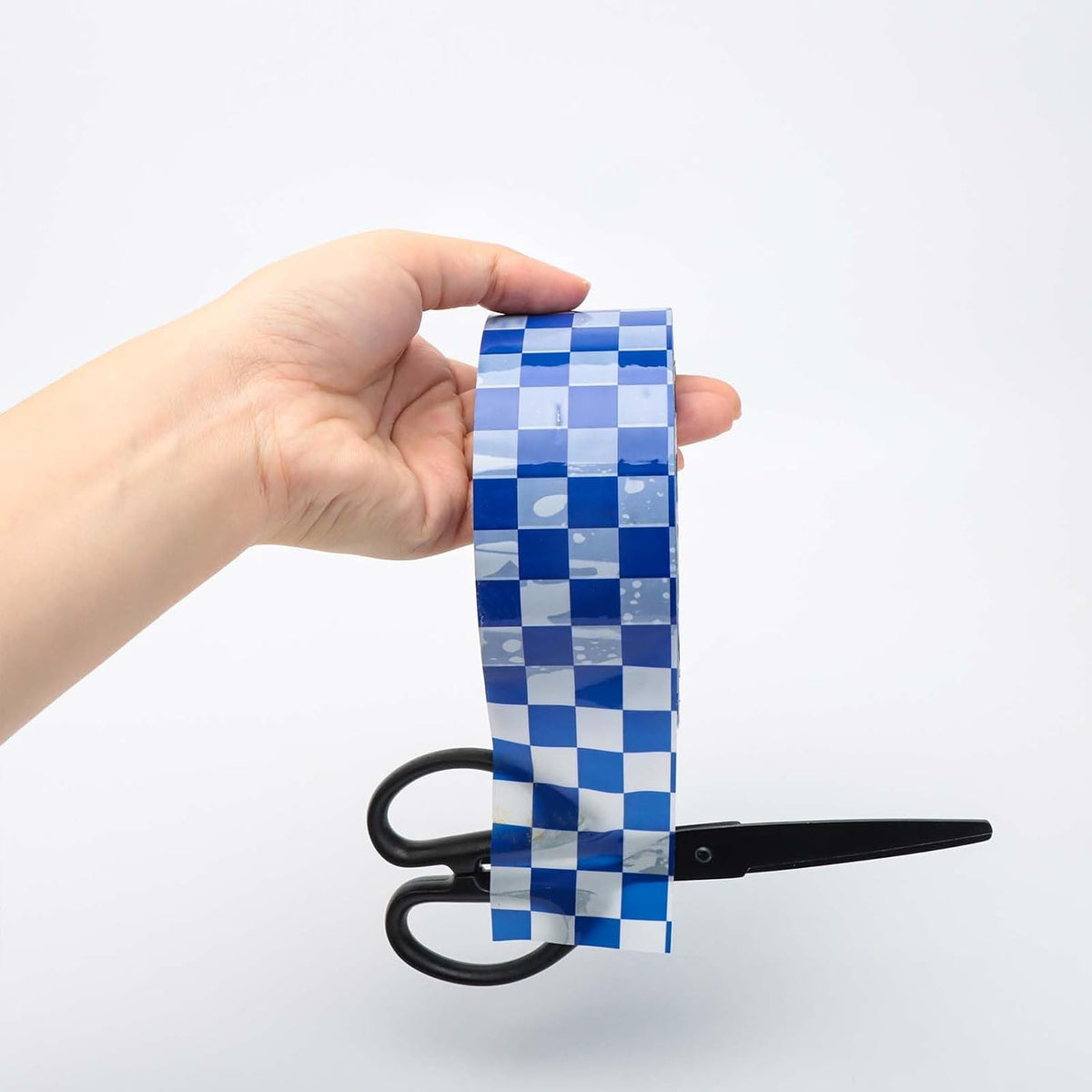 Checkered Flag Tape 1 Rolls Packing Tape Blue White Decorative Checkerboard Pattern Packaging Tape 1.89in x 328ft