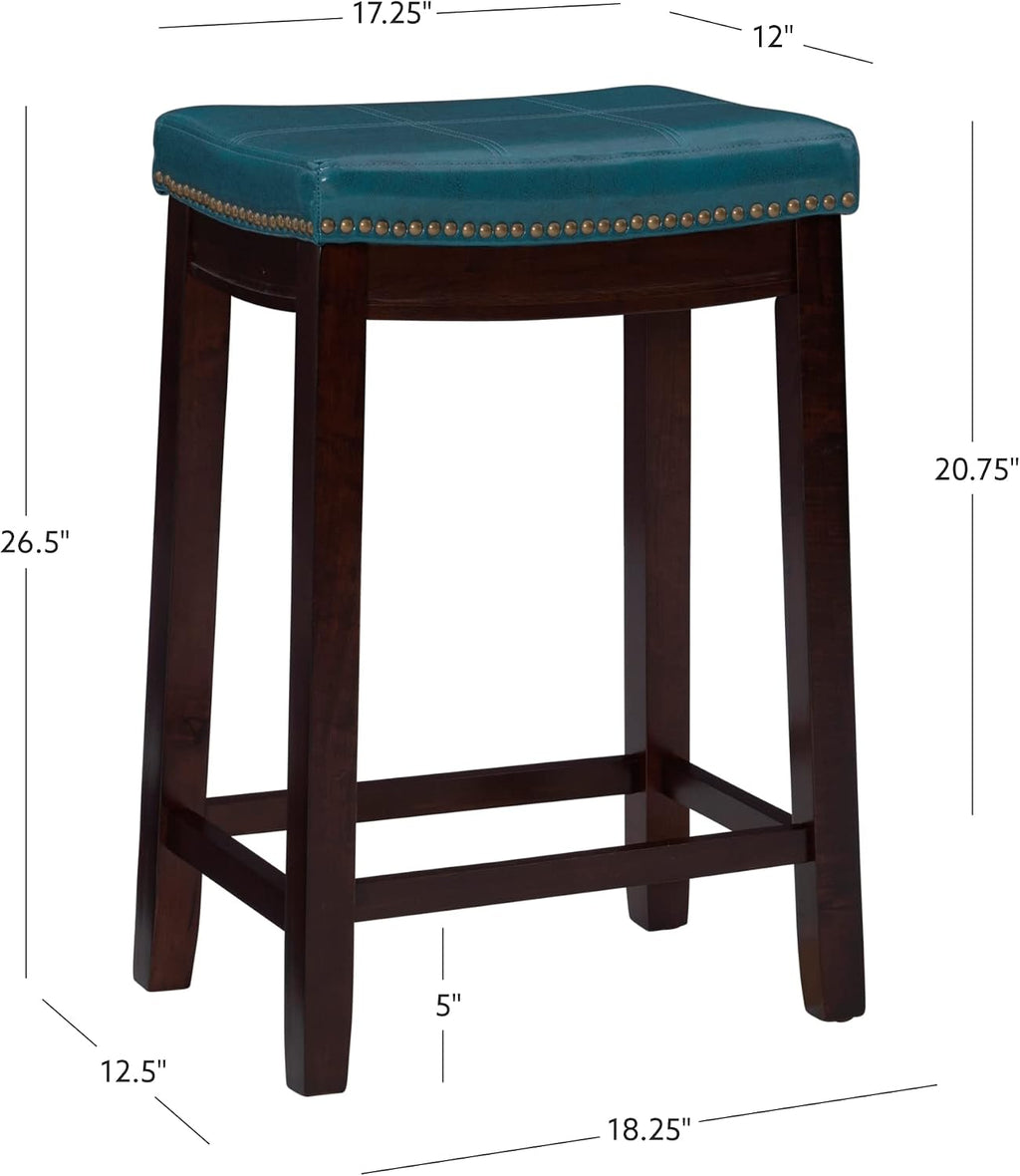 Carson Blue Backless Counter Stool, Brown