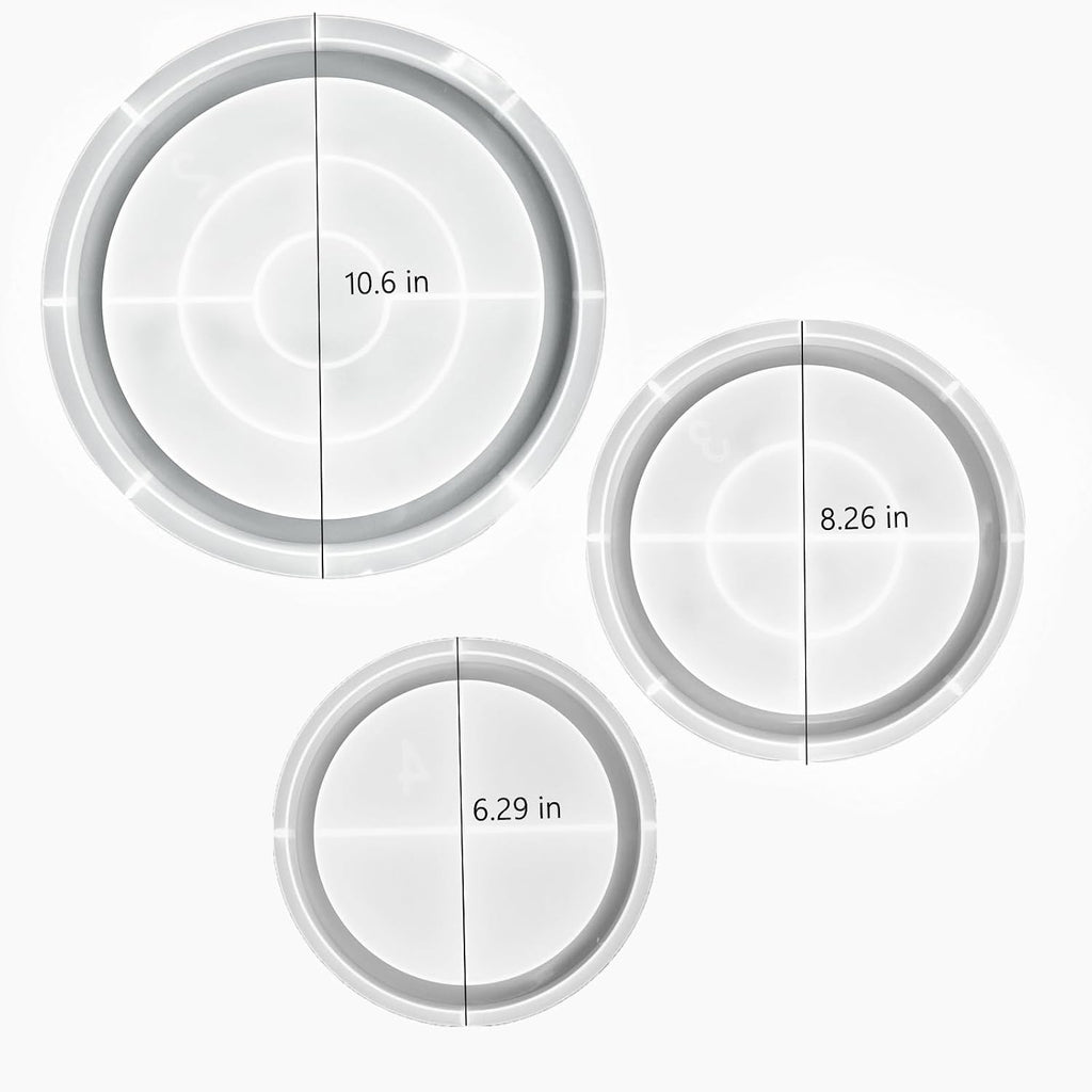 Set of 11'', 8'', 6'' Round Tray Molds Tray Resin Molds, Round Serving Tray Mold with Edges Rolling Tray Mold for