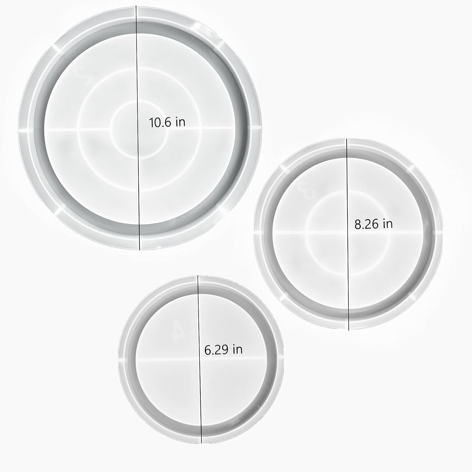 Set of 11'', 8'', 6'' Round Tray Molds Tray Resin Molds, Round Serving Tray Mold with Edges Rolling Tray Mold for