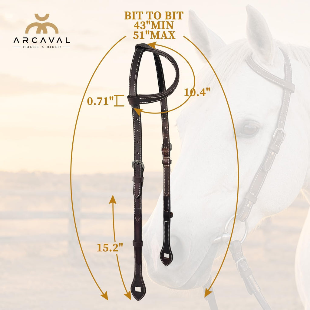 Full Grain Leather One Ear Western Horse Headstall, Brown