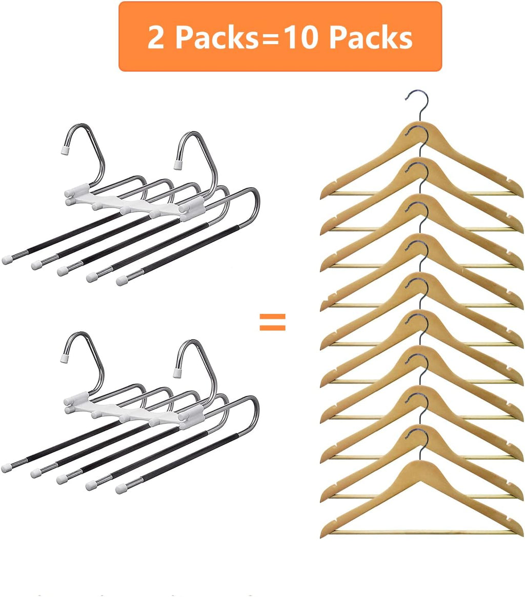 Pants Hangers 2 Pack Space Saving Metal Closet Organizer,Clothes Pants Hangers,Anti-Slip Design,Closet Organizers and