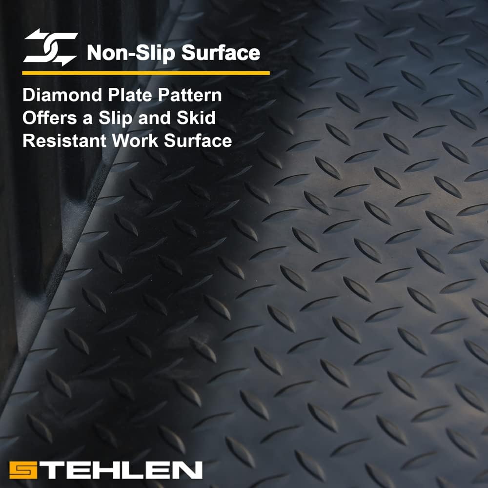 Stehlen 642167829065 Compatible with 2005-2021 Frontier / 2009-2012 Suzuki Equator 5 Feet (60") Short Bed Rubber Diamond Plate Truck Bed Mat - Black