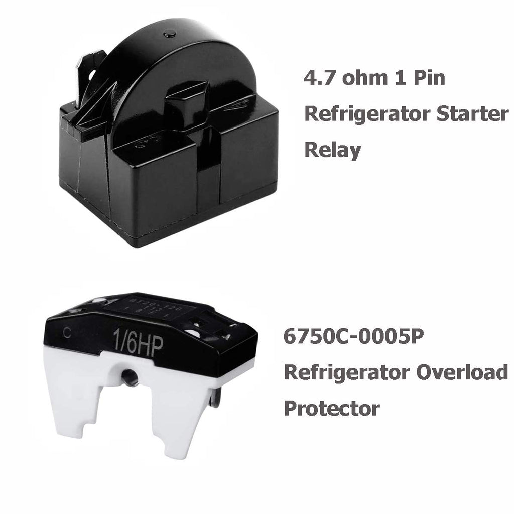 Refrigerator Compressor Relay and Overload Kit 5 Sets,Refrigerator Starters QP2-4R7 4.7 Ohm 1 Pin Refrigerator PTC