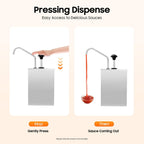 4L Sauce Dispenser, Stainless Steel Condiment Pump Station Single Head Squeeze Soy Sauce Ketchup Mustard Dispenser