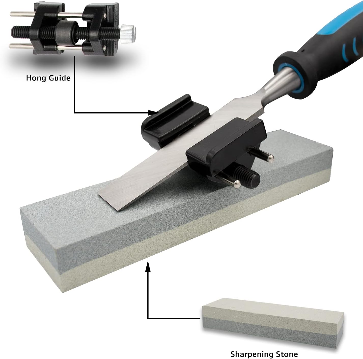 8-Piece Wood Chisel Set for Woodworking, with Honing Guide, Sharpening Stone and Storage Case, 1/4" - 1-1/2"